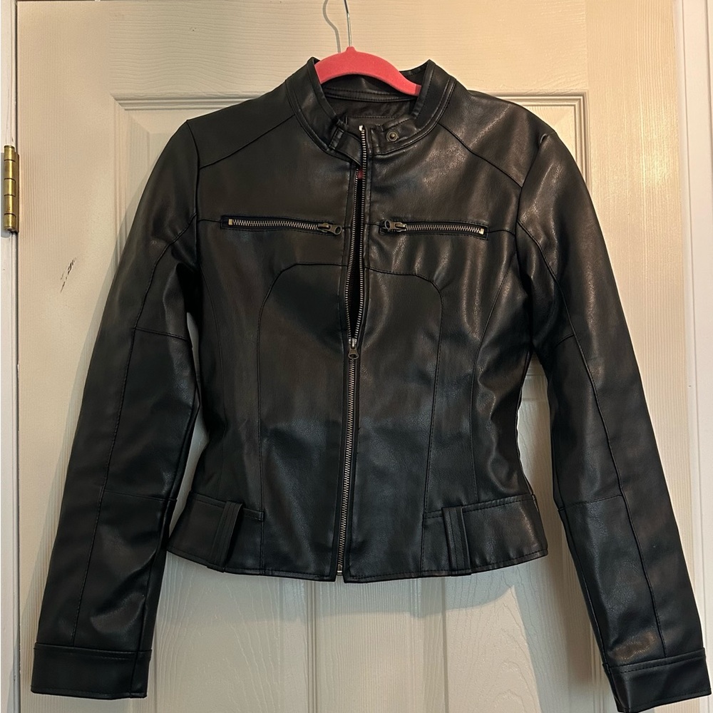 Charlotte Russe Black Faux Leather Jacket Size Medium